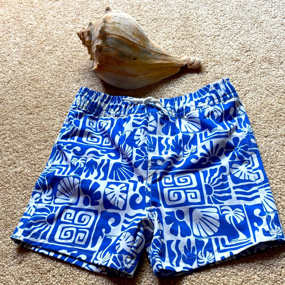 Boy’s Blue Patterned Swim Shorts